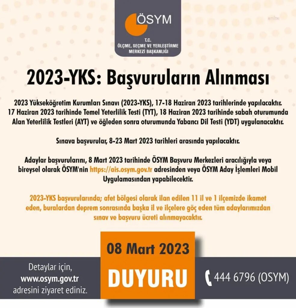 Ösym: Yükseköğretim Kurumları Sınavı 17-18 Haziran’da Yapılacak